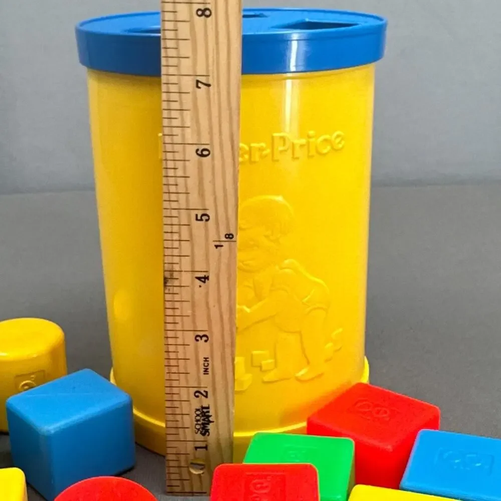 VTG 70s Fisher Price Babys First Blocks Toddler Shape Sorter Toy 13 blocks USA